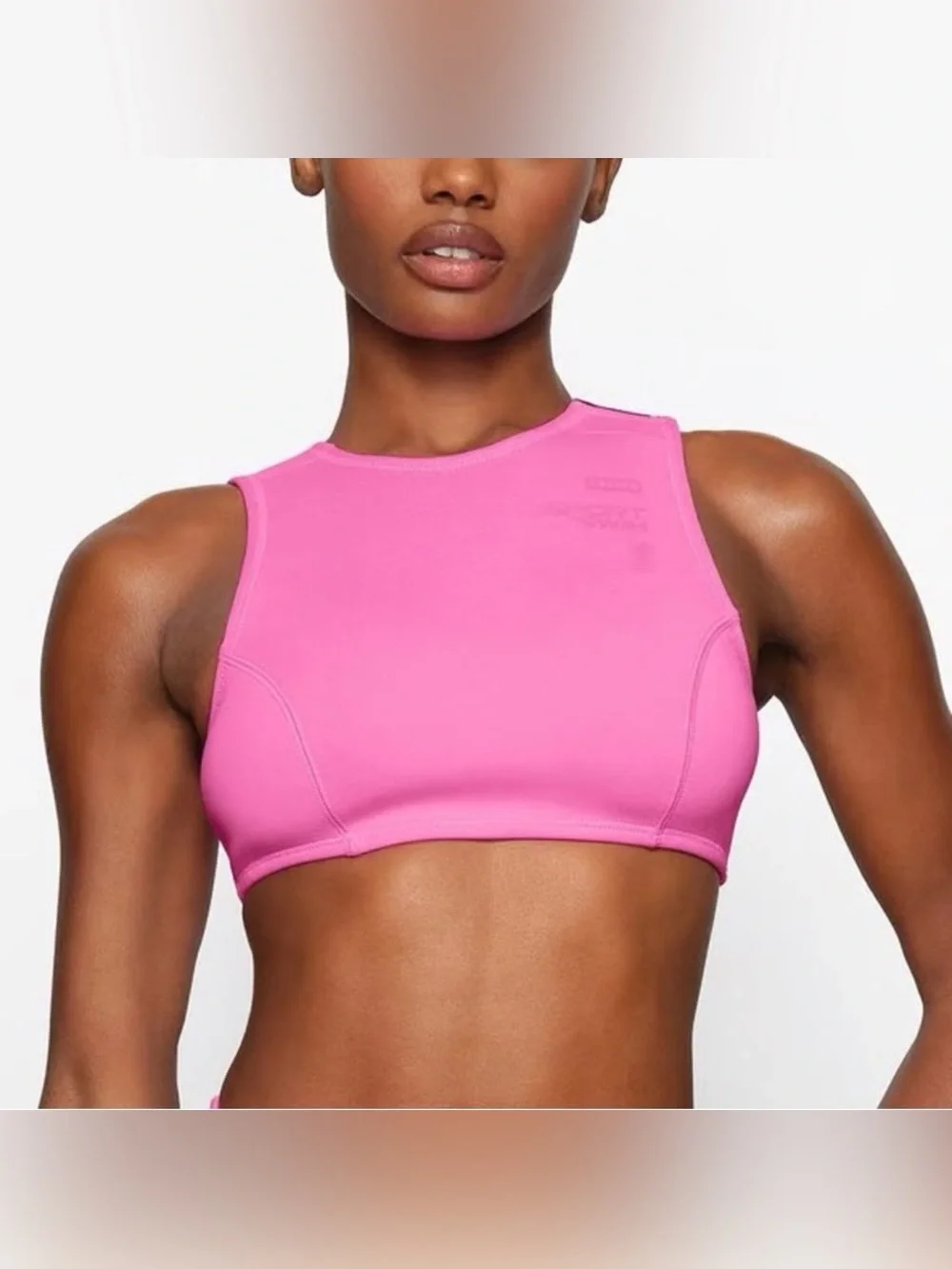 NWT SKIMS Size XXS Sport Swim High Neck Top - Taffy Pink